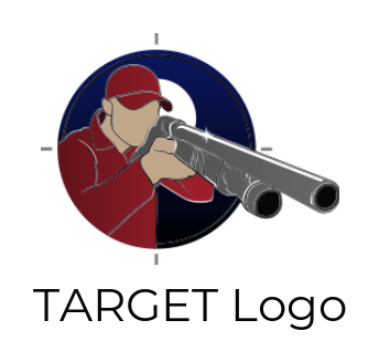 hunting logo man in target holding shot gun