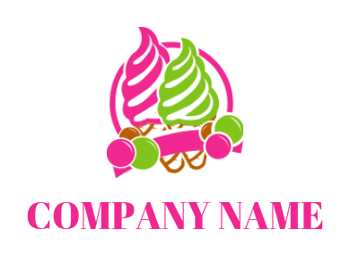food logo icon ice cream cones and ribbon