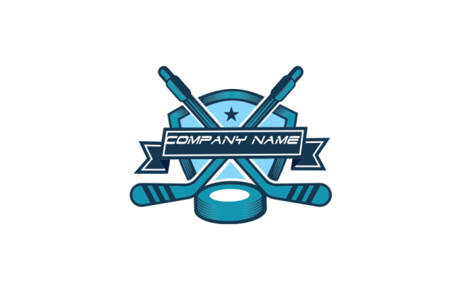 make a sports logo ice hockey in front of emblem