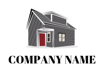 real estate logo of house with door and windows