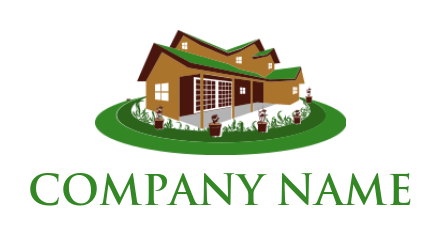 landscape logo maker illustration of house with lawn - logodesign.net