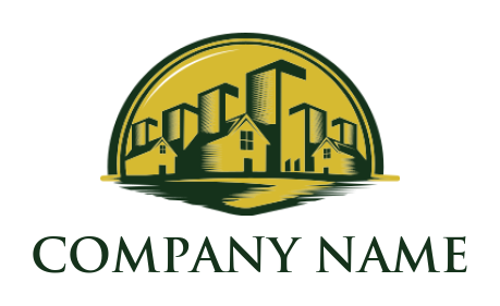 design a real estate logo industrial houses and buildings 