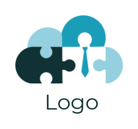 design an HR logo jigsaw people with tie in cloud