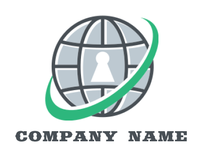 security logo key hole in globe & swoosh around