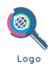 real estate logo key with globe