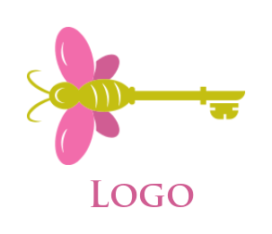 beauty logo maker key with butterfly