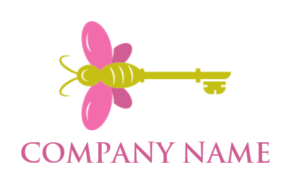 beauty logo maker key with butterfly