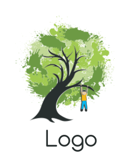 education logo illustration kid hanging on tree