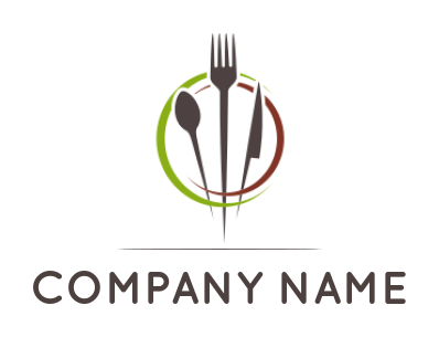 create a restaurant logo knife spoon fork with swoosh 