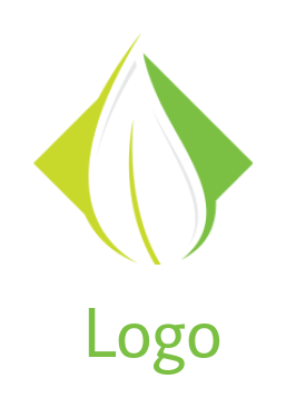 create a landscape logo of leaf in rhombus shape