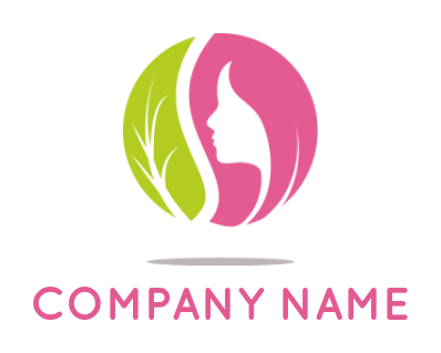 make a beauty logo leaf with side profile of woman in circle 