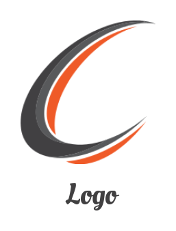 Letter C logo template in shape of swoosh