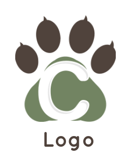 Letter C logo template inside paw