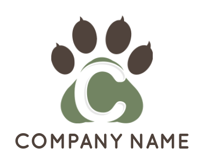 Letter C logo template inside paw