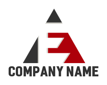 alphabet logo negative space E in triangle