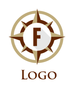 Create a Letter F logo inside compass and circle