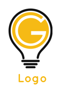 Letter G logo symbol inside line art light bulb