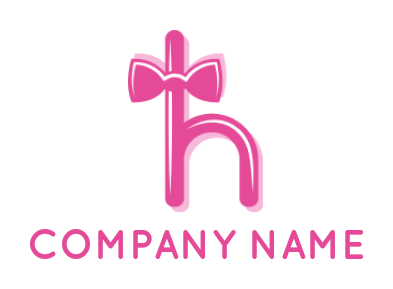 Letter H logo maker with pink bow