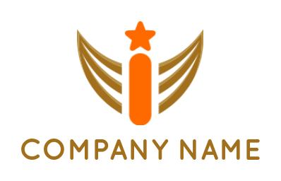 Letter I logo merged with wings and star