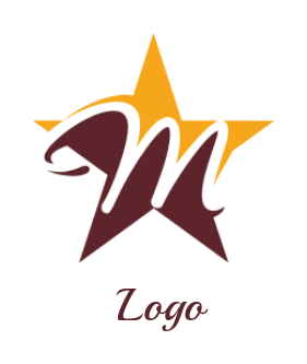 alphabets logo maker Letter M inside star