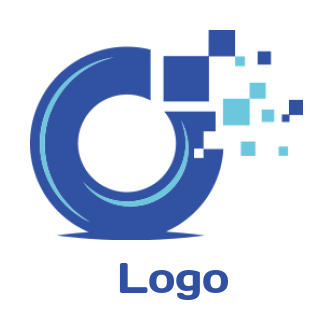 Letter O logo template with digital pixels