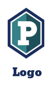 Letter P logo maker inside polygonal shield