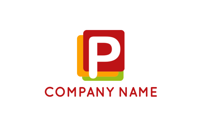 Letter P logo online inside three squares