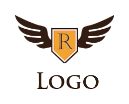 Letter R logo image in shield with wings