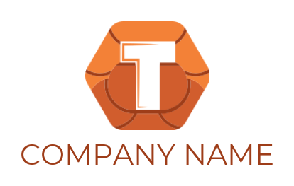 Design a Letter T logo inside polygon shape