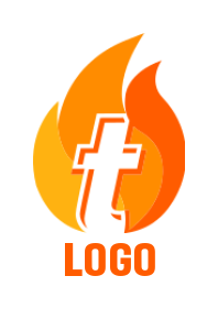 create a Letter T logo merged with fire