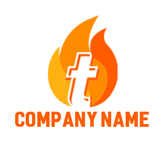 create a Letter T logo merged with fire