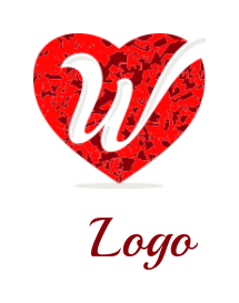 Letter W logo icon incorporated with heart
