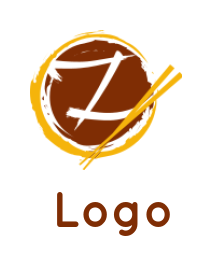 Letter Z logo inside zen sign with chopsticks