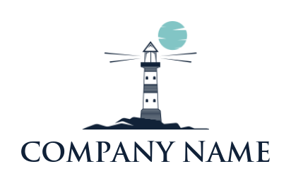 consulting logo lighthouse with beams and moon