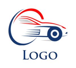 auto logo maker line art car in swoosh
