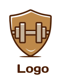 fitness logo icon line art dumbbell merged with shield 