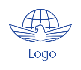 pet logo template line art globe with eagle - logodesign.net