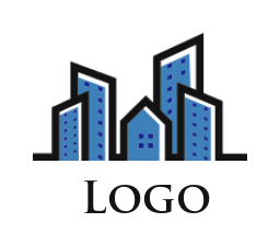 make a real estate logo line art high rise buildings