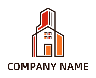 real estate logo maker line art house and building - logodesign.net