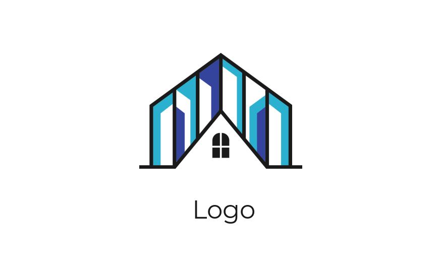 real estate logo line art house with buildings