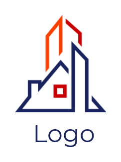 make a real estate logo line art house roof