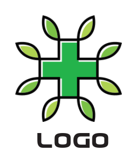 make a medical logo leaves forming medical cross