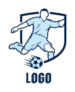 generate a sports logo soccer player in shield