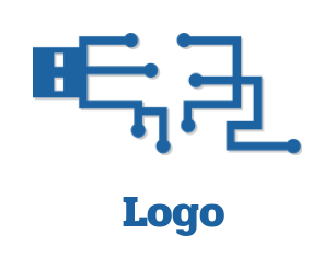 IT logo online line art tech USB - logodesign.net