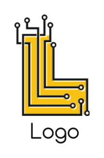 alphabets logo line art tech wires forming L