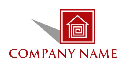 real estate logo illustration line house in square with shadow 
