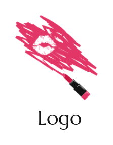 make a beauty logo lip mark on lipstick brush strokes 