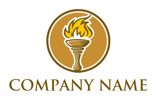 insurance logo icon lit hand torch in circle - logodesign.net