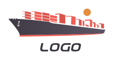 logistics logo illustration loaded ship and sun