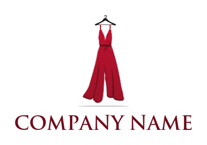 design an apparel logo long red dress on hanger